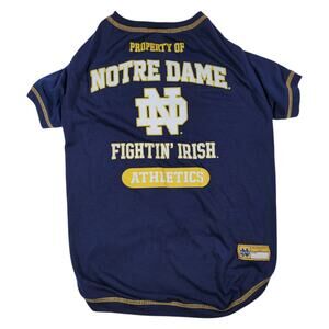 Pets First Notre Dame Fighting Irish Dog Shirt Blue Gold Pet Jersey Tee Size XL